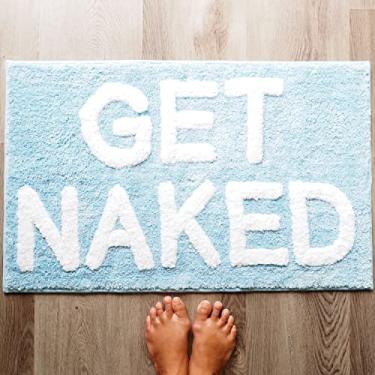 Imagem de Evovee Get Naked Tapete de Banho Engraçado Bonito Tapetes de Banheiro Bebê Azul Claro Colorido Get Naked Tapete Chuveiro Engraçado Decoração de Banheiro Divertido Bonito Tapete de Banho Antiderrapante Lavável