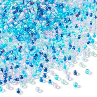 Imagem de Craftdady Contas de semente de vidro de 100 g de 4 mm para fazer joias azul-celeste pequenas contas espaçadoras redondas contas de amizade contas de artesanato transparentes feitas à mão para fazer