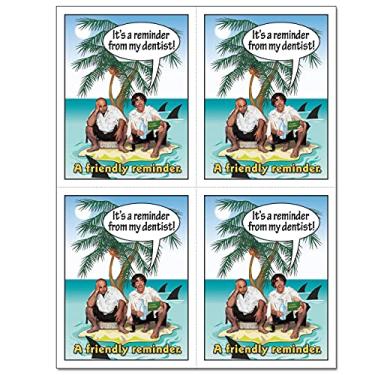 Imagem de Cartões postais de lembrete a laser, cartões postais de lembrete de consulta dentária. 4 cartões perfurados para arrancar em 10,8 cm x 14 cm em uma folha de 21,6 cm x 28 cm de cartão de 8 pontos