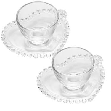 Imagem de Conjunto de Xícaras para Café Cristal Coração com Pires em formato de Coração 80ml (2)