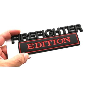 Imagem de DecalRoom 1 Peça Grande Tamanho Bombeiro Edição Emblema, Bombeiro Edição Decalque Carro Emblema para Caminhonete Carro Caminhão Motocicleta F150 F250 F350 (Vermelho)