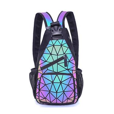 Imagem de Mochila geométrica luminosa – Bolsa Lumikay refletiva holográfica, transversal irredescente, alça prisma para mulheres e homens, nº 1