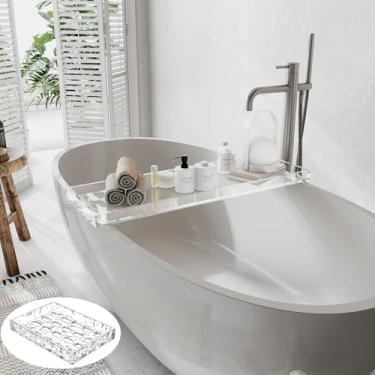 Imagem de Bandeja de banheira acrílica para banheira, bandeja de banheira transparente para banheira, 82 x 19 cm (inclui caixa de sabão de acrílico)