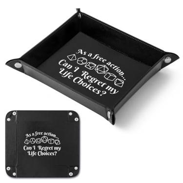 Imagem de Haooryx Bandeja de dados de couro sintético – Novidade magnética portátil, peças de couro PU, hexágono, octógono, D, RPG, DND, mesa, suporte de dados, conjunto de bandeja com rolos, caixa de