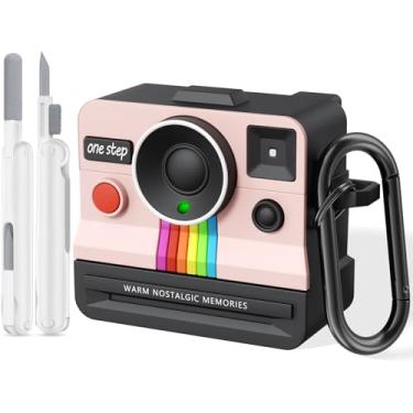 Imagem de Capa feminina para Airpods 4 – VISOOM Apple Airpods 4 design Polaroid de silicone para AirPods de 4ª geração com chaveiro e kit de limpeza, suporta carregamento para iWatch e magSafe para Airpod iPod