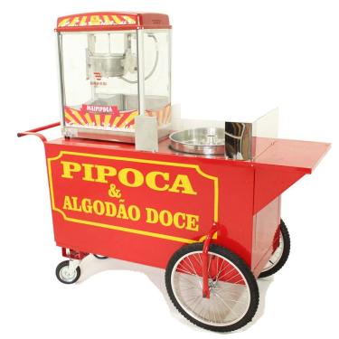 Imagem de Carrinho de Pipoca com Pipoqueira Elétrica e Maquina Algodão Doce Mod 4294