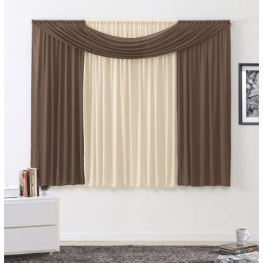 Imagem de Cortina Impéria 2,00x1,70m Marfim e Chocolate - Vivarti