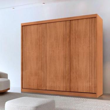 Imagem de Guarda Roupa Casal Connor 100 MDF 3 Portas de Correr Moderna Mobília, 