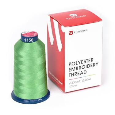 Imagem de Linha de bordado verde Richword 4000 m (4374Y) 40 WT fio de poliéster 100 cores selecionadas para várias agulhas comerciais e máquina de bordar de agulha única 1156