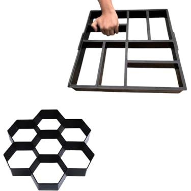 Imagem de Kit 2 Moldes Piso p/Garagem Decoração de Concreto Easy Piso c/Manual (Colmeia + Tijolinho G 6cm) Resistente, Reutilizável, Fácil Aplicação, Ideal para Áreas Externas