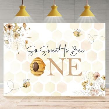 Imagem de Rsuuinu Bee 1st Birthday Backdrop So Sweet to Bee One Honey Bees Floral Photography Background First Birthday Party Decoration Supplies First Bee-Day Cake Table Banner Photo Booth Studio Adereços 2,1