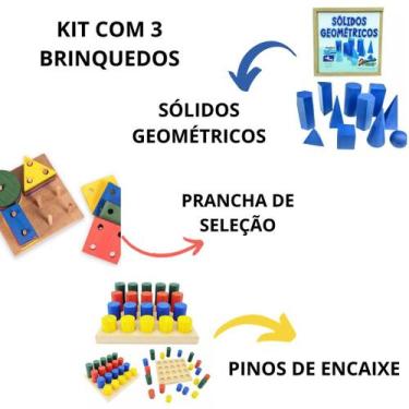 Imagem de Kit Educativo Sólidos Geométricos e Prancha de Seleção  e Pinos De Enc