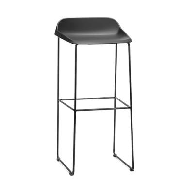 Imagem de Banqueta Bit Alta Moderna com Assento Ergonômico, Estrutura em Metal Preto, Estilo Contemporâneo (Preto)