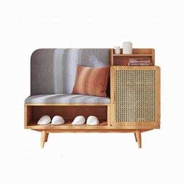 Imagem de LICONG-2020 Banco de sapateira, banco de armazenamento banco de madeira para sapatos banco de entrada de madeira maciça, banco de entrada estofado, banco de armazenamento de sapatos com almofada,