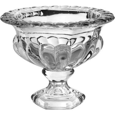 Imagem de VASO CENTRO MESA DECORATIVO ENFEITE CASA PROENÇA COM PÉ CRISTAL ECO 21x25x25cm TRANSPARENTE