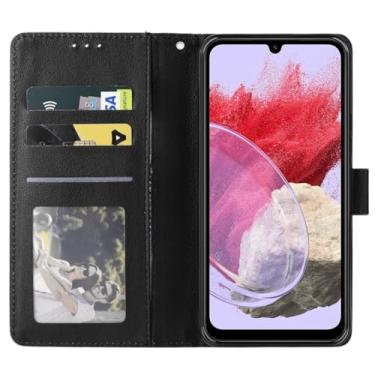 Imagem de Capa Carteira em Couro Compatível Samsung Galaxy M34 Flip Case Premium com Porta Cartões, Preto