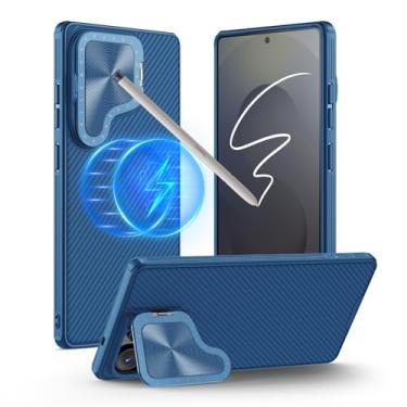 Imagem de Nillkin Capa para Samsung Galaxy S25 Ultra com capa para câmera, [compatível com MagSafe] [Suporte de metal ajustável] Fina à prova de choque para Galaxy S25 Ultra Magnetic Case (2025), azul