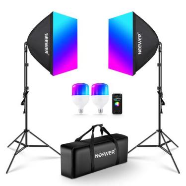 Imagem de Kit de Iluminação Softbox NEEWER RGB com App Control - 2x26W LED