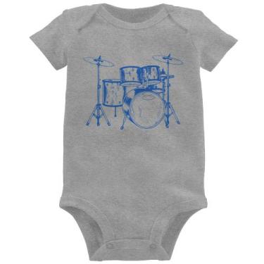 Imagem de Body Bebê Bateria Música (azul) - Foca na Moda, Cinza, M