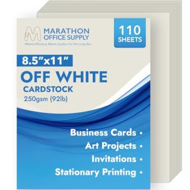 Imagem de Papel cartolina MOS Off White – Cartão pesado de 21,6 cm x 28 cm (110 folhas) – Para papel de artesanato, papel de currículo, cartões de visita, convites, menus e certificados – Acabamento liso,