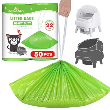 Imagem de Sacos de areia para gatos 50 unidades compatíveis com Neakasa M1 e Petpivot Caixa de areia para gatos autolimpante, sacos de lixo substituídos com cordão, resistente, à prova de vazamento, 68 cm x 33