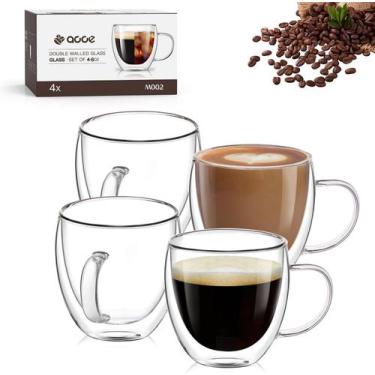 Imagem de Conjunto de xícaras de café expresso OJA 180ml de vidro de parede dupl