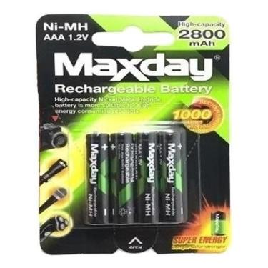 Imagem de Kit 4 Pilhas Palito Recarregáveis AAA 1.2V Maxday 2800mAh