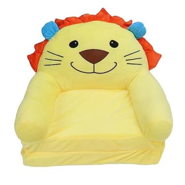 Imagem de Sofá infantil leão removível Grcfumo, sofá-cama infantil de tecido dobrável, sofá-cama infantil amarelo com apoios de braços para ler, relaxar, brincar (2 Tier)