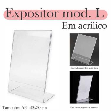 Imagem de Display L Expositor 42x30 Acrílico Cardápio Pix Qr A3 ver - INDÚSTRIA 