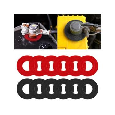 Imagem de AUCELI Arruelas de terminal de bateria de carro, protetor de terminal de bateria de veículo de fibra de 12 peças, acessórios de vedação de feltro de proteção de terminal de bateria automotiva para