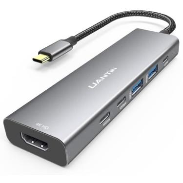 Imagem de UANTIN Hub USB-C (6 em 1) adaptador multiportas com USB-C 3.2 de 10Gbps e USB-A 3.2 4K HDMI, entrega de energia de 100 W, dispositivo USB-C para MacBook Pro/Air, iPad Pro, ThinkPad, iMac e mais