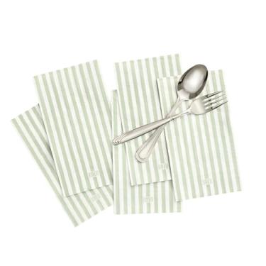 Imagem de Guardanapos e jogos americanos descartáveis listrados - Utensílios de mesa de papel de 3 camadas para festas, churrascos, piqueniques, aniversários e reuniões de férias - Guardanapos de jantar