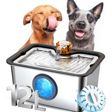 Imagem de JANARARY Fountain de Água para Cães de Aço Inoxidável, 9.5 Litros, para Vários Animais de Estimação, com Filtro Grande e Bomba Silenciosa