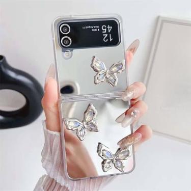 Imagem de Glitter 3D Gem Butterfly Makeup Mirror Phone Case para Samsung Galaxy Z Flip 6 5 4 3 Flip5 Flip4 Flip3 Capa, A, para Samsung Galaxy Z Flip 4