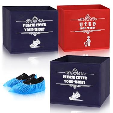 Imagem de Muitcdo Dispensador de caixa de 2 peças, conjunto de caixas de armazenamento de cesta de cobertura de sapato de entrada para casa aberta, suprimentos de corretor de imóveis, cubra ou remova seus