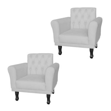 Imagem de Jogo 2 Poltronas Decorativas Para Sala de Espera Classic Suede Branco - lm decor