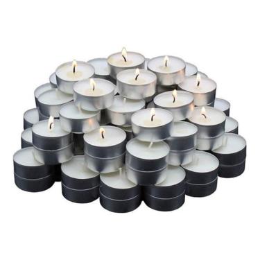 Imagem de Saco Com 30 Velas Rechaud Brancas Com Suporte Em Alumínio