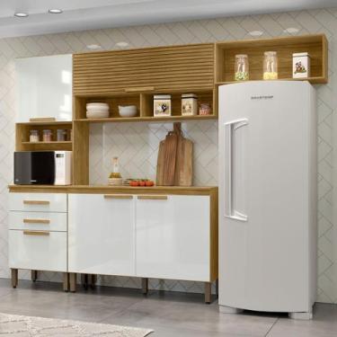 Imagem de Cozinha Compacta Sara 5 Portas 2 Gavetas Marrocos/Off White - MX Móvei