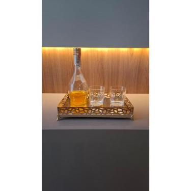 Imagem de Bandeja Banheiro / Lavabo / Sala / Cozinha Modelo Stone 18x25 Dourada 