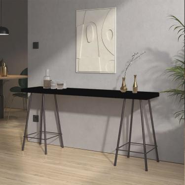 Imagem de Mesa Aparador Buffet Balcão Pam 170 cm Industrial Ferro Dourado Tampo 100% mdf Preto -...