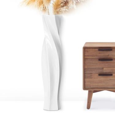 Imagem de Rocendlor Vasos altos – Vaso de chão de 59,9 cm de altura para decoração de casa, vasos de chão, vaso hexagonal preto, cabe em grama de feno/pampa, sala de estar, escritório, decoração de casamento