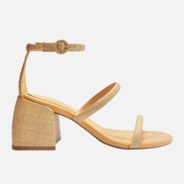 Imagem de Sandália Palha Salto Médio Bloco Tiras  Arezzo Feminina-Feminino