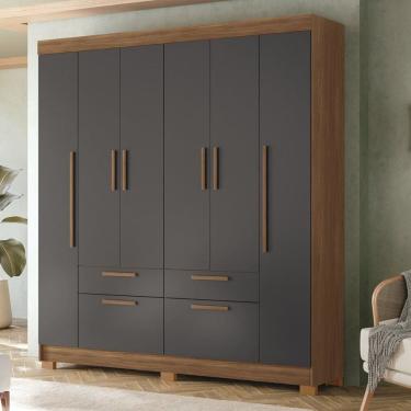 Imagem de Guarda-roupa 6 Portas 4 Gavetas Mdp Guarapuava JATOBÁ/GRAFITTE