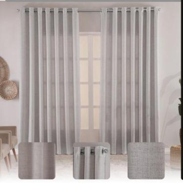 Imagem de Cortina Bege Tecido Linho Grosso 3,00x2,60 Sala Quarto - EMPÓRIO DO LA