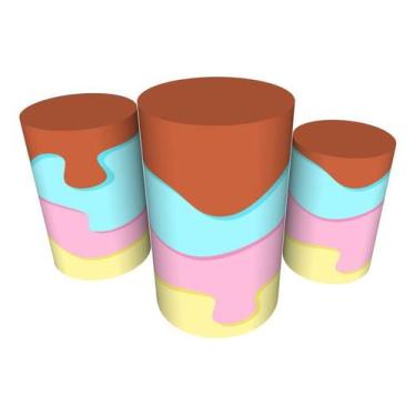 Imagem de Trio Capas De Cilindro C/ Elástico Candy Land Doces - Fadrix