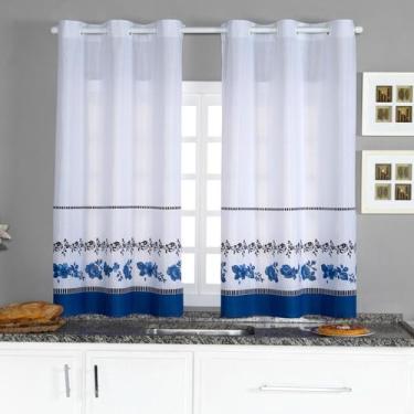 Imagem de Cortina Cozinha Tecido Linhão Estampada 2,20 x 1,40 Janela - CACÁ ENXO