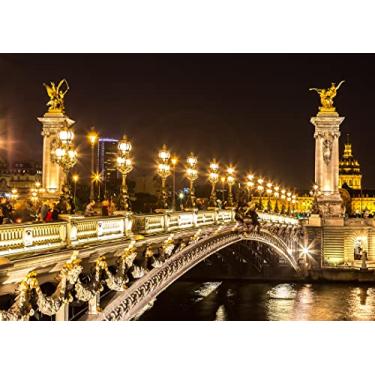 Imagem de Loccor Tecido 2,1 x 1,5 m Paris City Backdrop Alexandre III Bridge France City Landmark Night View Fotografia Fundo de Viagem Decorações de Festa Retrato de Casamento Sessão de Fotos Estúdio Adereços