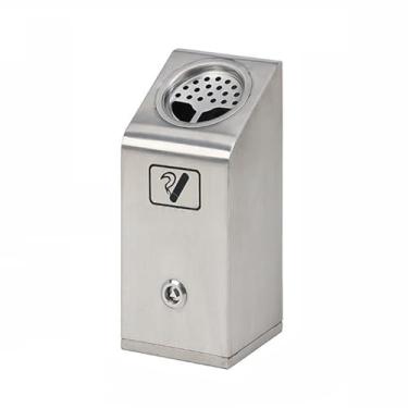 Imagem de Lixeira Cinzeiro vertical externo de aço inoxidável, coluna de cinzas montada na parede, hotel, balde extintor de cigarro Lixeira