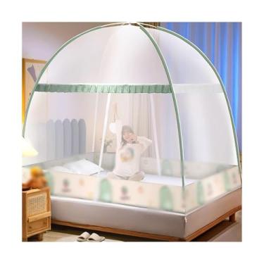 Imagem de Cortina de mosquiteiro dobrável de poliéster com rede mosquiteira dobrável e respirável, instalação fácil e rápida