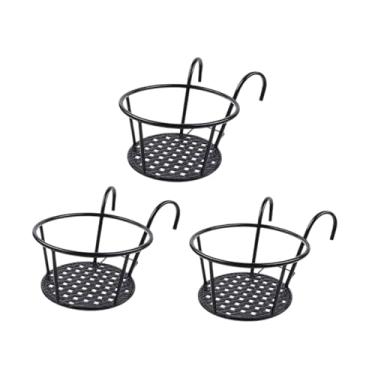 Imagem de WeiLaiKeQi 3 peças penduradas plantadores de cesta de cesto de recipiente de planta com cesta de plantas de panela de gancho de metal para cabide de entrada do, Preto